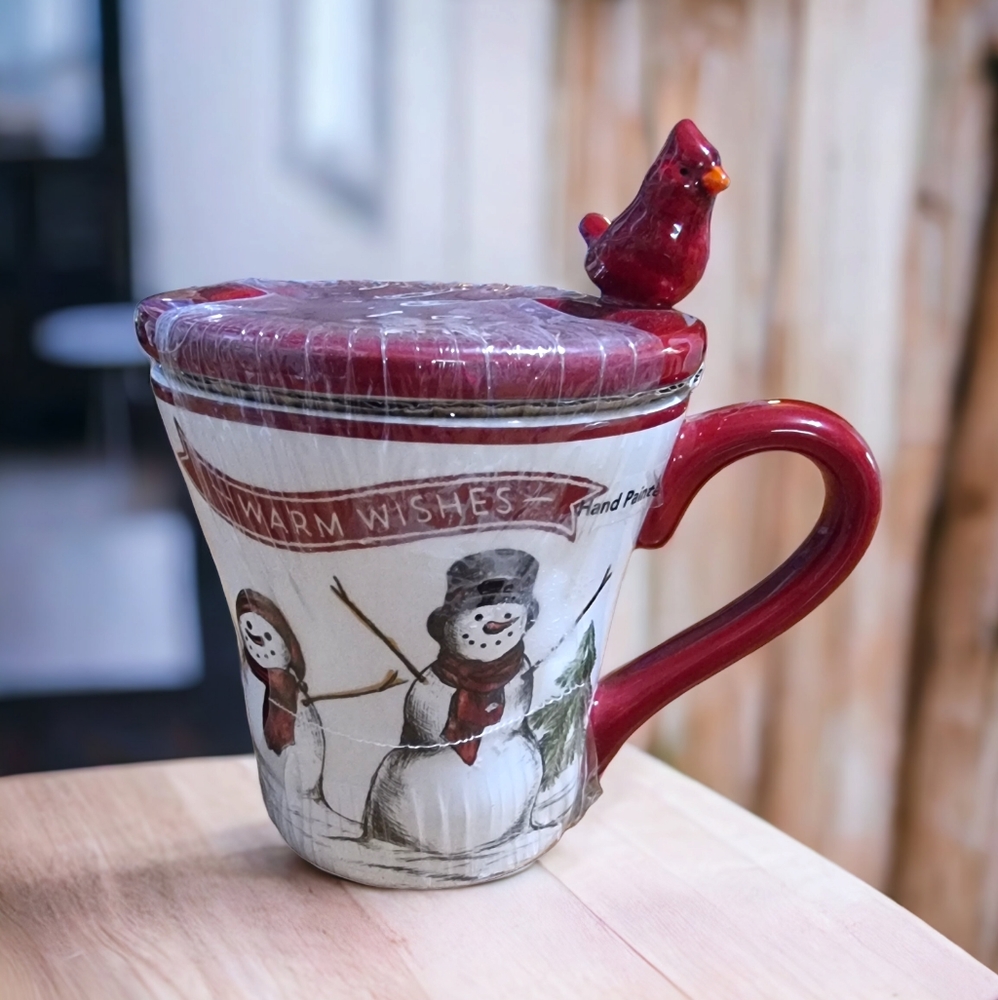 🆕️ St Nicholas Square Hand Painted Yuletide Cup & Coaster Set 'Warm Wishes'